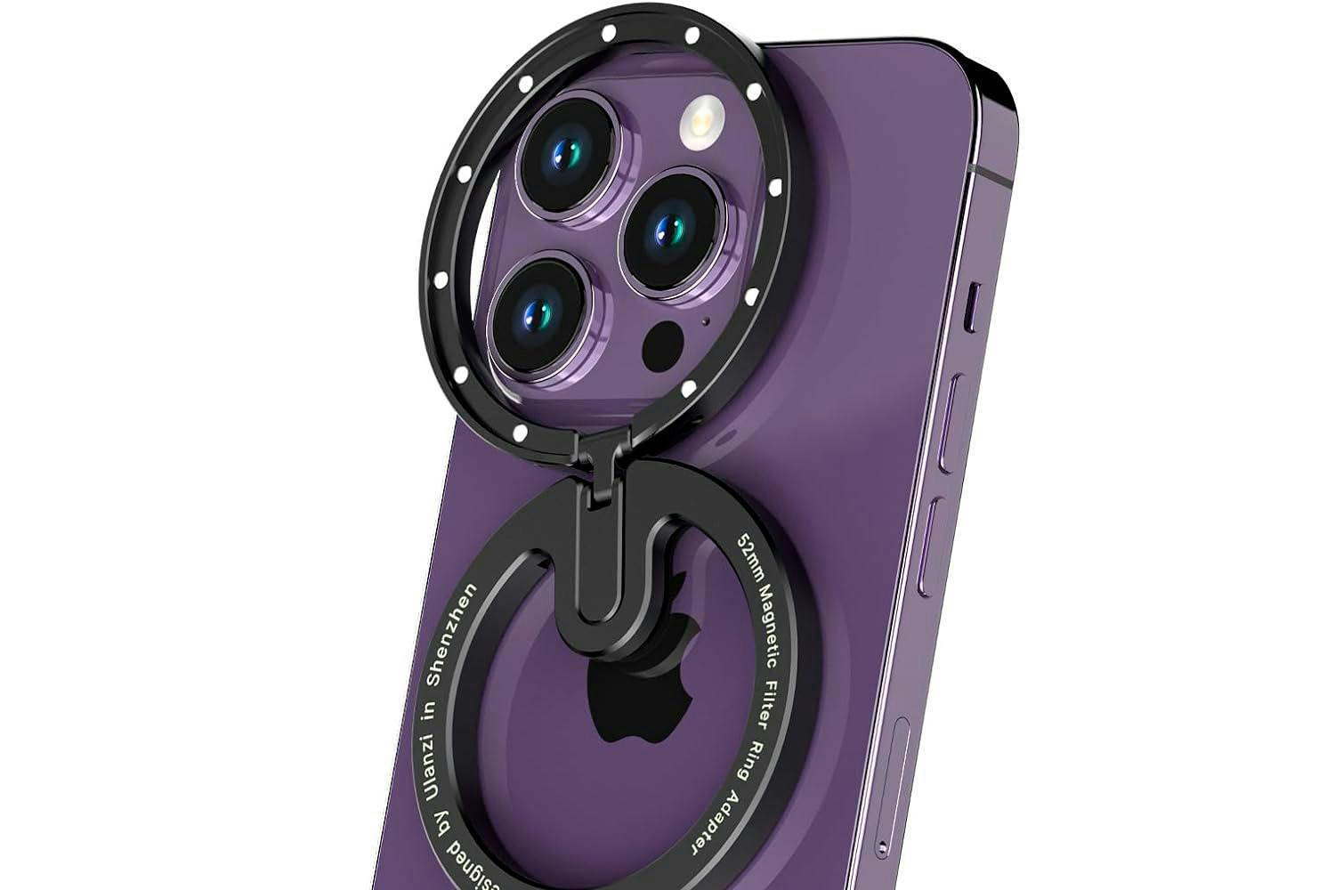 Filteradapter til iPhone. Du kan sette et hvilket som helst 58 mm-filter foran kameraobjektivet på en iPhone med denne adapteren.